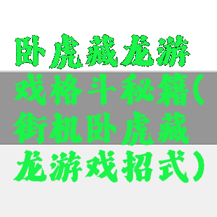卧虎藏龙游戏格斗秘籍(街机卧虎藏龙游戏招式)