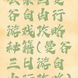 去泰国曼谷自由行游戏攻略秘籍(曼谷三日游自由行攻略)