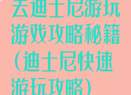 去迪士尼游玩游戏攻略秘籍(迪士尼快速游玩攻略)