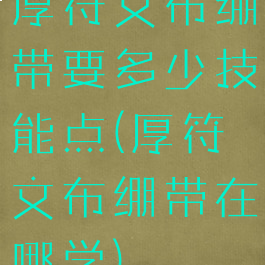 厚符文布绷带要多少技能点(厚符文布绷带在哪学)