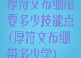 厚符文布绷带要多少技能点(厚符文布绷带多少学)