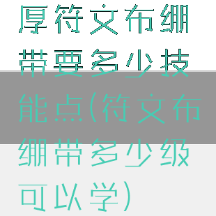 厚符文布绷带要多少技能点(符文布绷带多少级可以学)