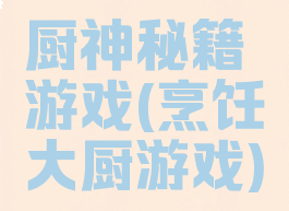 厨神秘籍游戏(烹饪大厨游戏)