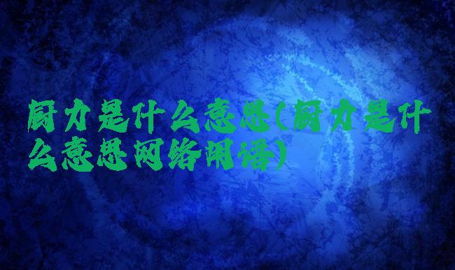 厨力是什么意思(厨力是什么意思网络用语)