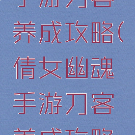 倩女幽魂手游刀客养成攻略(倩女幽魂手游刀客养成攻略视频)