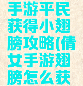 倩女幽魂手游平民获得小翅膀攻略(倩女手游翅膀怎么获得)