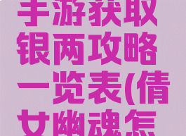 倩女幽魂手游获取银两攻略一览表(倩女幽魂怎么得银两)
