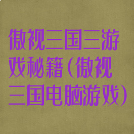 傲视三国三游戏秘籍(傲视三国电脑游戏)