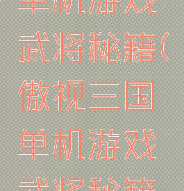 傲视三国单机游戏武将秘籍(傲视三国单机游戏武将秘籍攻略)