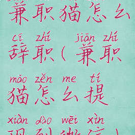 兼职猫怎么辞职(兼职猫怎么提现到微信)