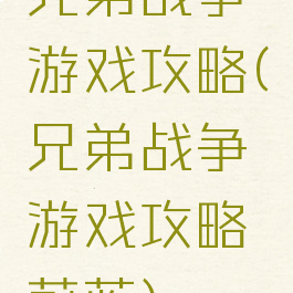 兄弟战争游戏攻略(兄弟战争游戏攻略蔚蓝)