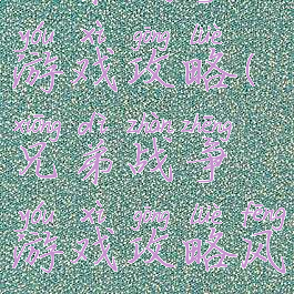 兄弟战争游戏攻略(兄弟战争游戏攻略风斗)