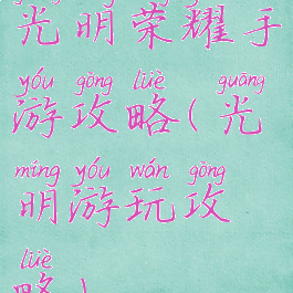 光明荣耀手游攻略(光明游玩攻略)