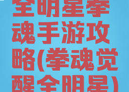 全明星拳魂手游攻略(拳魂觉醒全明星)