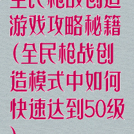 全民枪战创造游戏攻略秘籍(全民枪战创造模式中如何快速达到50级)
