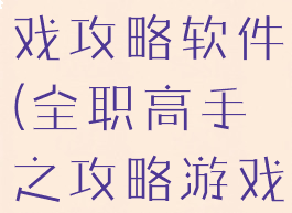 全职高手游戏攻略软件(全职高手之攻略游戏)