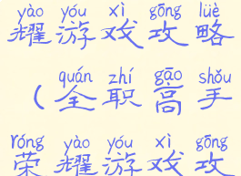 全职高手荣耀游戏攻略(全职高手荣耀游戏攻略)