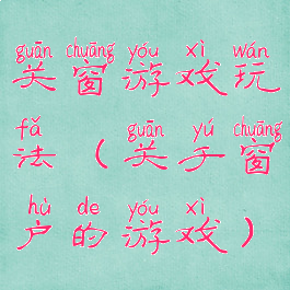 关窗游戏玩法(关于窗户的游戏)