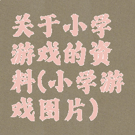 关于小学游戏的资料(小学游戏图片)