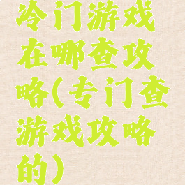 冷门游戏在哪查攻略(专门查游戏攻略的)