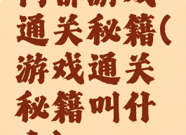 内部游戏通关秘籍(游戏通关秘籍叫什么)