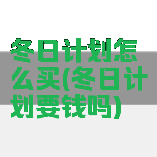 冬日计划怎么买(冬日计划要钱吗)