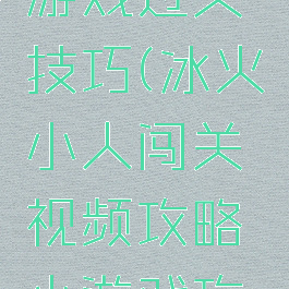 冰火人小游戏过关技巧(冰火小人闯关视频攻略小游戏攻略)