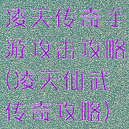 凌天传奇手游攻击攻略(凌天仙武传奇攻略)