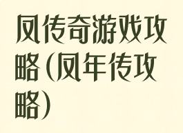 凤传奇游戏攻略(凤年传攻略)