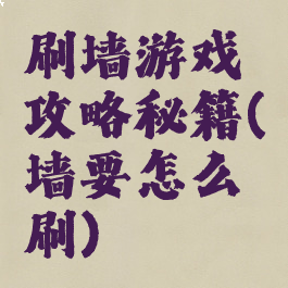 刷墙游戏攻略秘籍(墙要怎么刷)