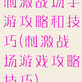 刺激战场手游攻略和技巧(刺激战场游戏攻略技巧)