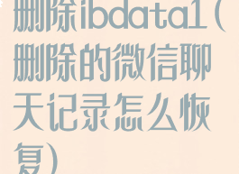 删除ibdata1(删除的微信聊天记录怎么恢复)