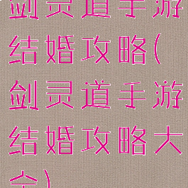 剑灵道手游结婚攻略(剑灵道手游结婚攻略大全)