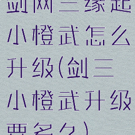 剑网三缘起小橙武怎么升级(剑三小橙武升级要多久)