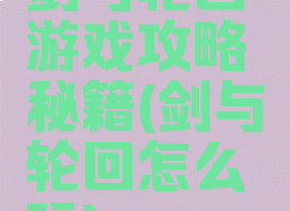 剑与轮回游戏攻略秘籍(剑与轮回怎么玩)