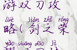 剑之荣耀手游双刀攻略(剑之荣耀双刀技能)