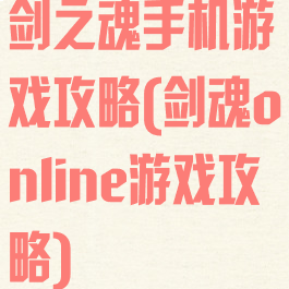 剑之魂手机游戏攻略(剑魂online游戏攻略)