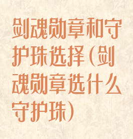 剑魂勋章和守护珠选择(剑魂勋章选什么守护珠)