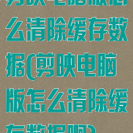 剪映电脑版怎么清除缓存数据(剪映电脑版怎么清除缓存数据啊)