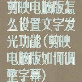 剪映电脑版怎么设置文字发光功能(剪映电脑版如何调整字幕)