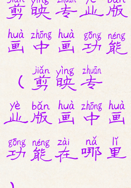 剪映专业版画中画功能(剪映专业版画中画功能在哪里)