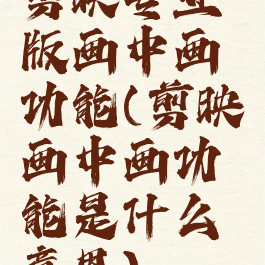 剪映专业版画中画功能(剪映画中画功能是什么意思)