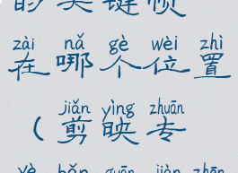 剪映专业版的关键帧在哪个位置(剪映专业版关键帧)