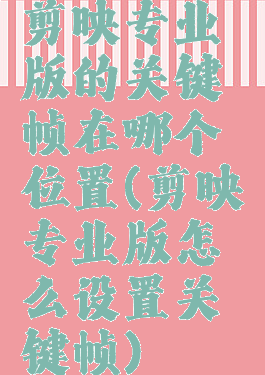 剪映专业版的关键帧在哪个位置(剪映专业版怎么设置关键帧)