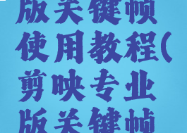 剪映专业版关键帧使用教程(剪映专业版关键帧怎么用)