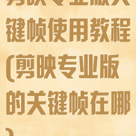 剪映专业版关键帧使用教程(剪映专业版的关键帧在哪)