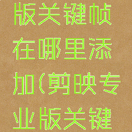 剪映专业版关键帧在哪里添加(剪映专业版关键帧怎么用)