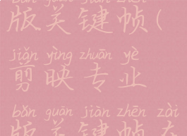 剪映专业版关键帧(剪映专业版关键帧在哪里)