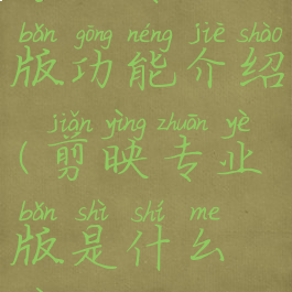 剪映专业版功能介绍(剪映专业版是什么意思)