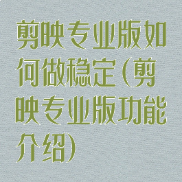 剪映专业版如何做稳定(剪映专业版功能介绍)